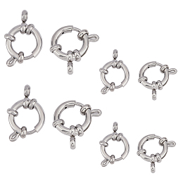 Unicraftale 304 Stainless Steel Smooth Surface Spring Ring Clasps, Stainless Steel Color, 10~12x2~2.5mm, Hole: 2~3mm; 10pcs/box