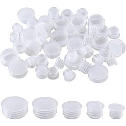 GORGECRAFT 50PCS 5 Sizes Plastic Bottle Salt And Pepper Shaker Stoppers 23/64 to 25/32 Inch Replacement Plug Reusable Clear Round End Insert Bottle Inner Plugs for Bottles Pipes Flower Pots