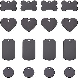 BENECREAT 40PCS 4 Mixed Blank Pendants Heart/Bone/Flat Round/Rectangle Aluminum Stamping Blank for Necklace Bracelet Dog Tags Making, 1mm Thick