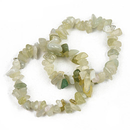 Honeyhandy Unisex Chip Natural New Jade Beaded Stretch Bracelets, Inner Diameter: 1-3/4~2 inch(4.5~5cm)