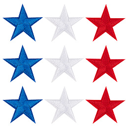 GORGECRAFT 90PCS Pentagram Patriotic Iron on Patches Embroidery Star Cloth Patch Independence Day Patches Sew on Appliques Fabric Stars Stickers for Clothing Jackets Backpack Repairing Decorations