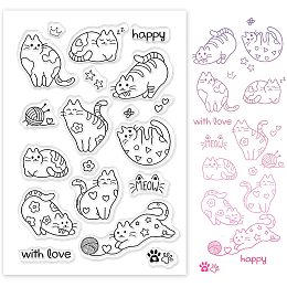 GLOBLELAND Cut Cats Silicone Clear Stamps Cat Paw Print Transparent Stamps for Birthday Valentine's Day Cards Making DIY Scrapbooking Photo Album Decoration Paper Craft