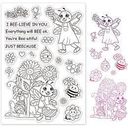 GLOBLELAND Bumblebee Silicone Clear Stamps Transparent Stamps for Birthday Easter Valentine's Day Cards Making DIY Scrapbooking Photo Album Decoration Paper Craft