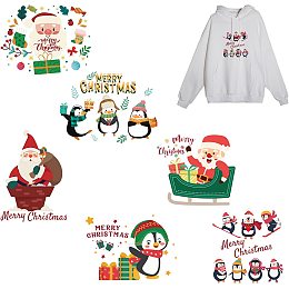 SUPERDANT 6 Sheets Merry Christmas Iron on Stickers Santa Claus Heat Transfer Stickers Iron on Appliques Xmas Penguin Decals Patches for T-Shirts Hoodies Jackets Christmas Clothes DIY Decors