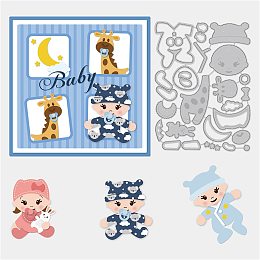 BENECREAT 5.9x4.4inch Baby Doll Giraffe Metal Cutting Dies, Embossing Stencils Template Mould for Card Scrapbooking and DIY Craft Album Paper Card Decor(0.8mm Thick)