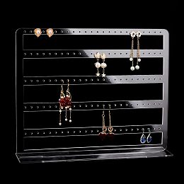 PandaHall Elite 5-Tiers Earrings Organizer Jewelry Display, 120 Holes Clear Earrings Holder Display with Base Ear Studs Jewelry Show Rack Jewelry Organizer for Hanging Earrings for Womens