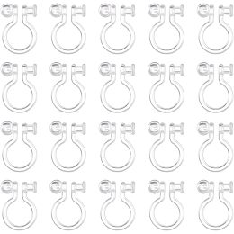 Arricraft 100 Pcs 4 Styles Resin Earring Components Clear Clip-on Earring Converter Clip-on Earring Findings for DIY Non Pierced Earring Making Supplies