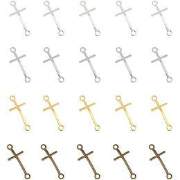 CHGCRAFT 50Pcs 5 Colors Sideways Cross Charms Alloy Connector Charms for Bracelets Necklace Making, Mixed Color