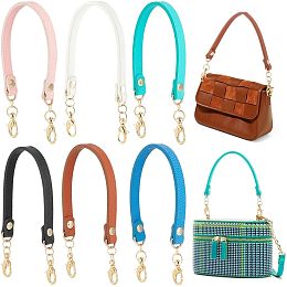 PandaHall Elite 6pcs Leather Short Purse Handle, 12.8 Inch Purse Strap Replacement Handbag Handle Purse Crossbody Extender with Light Gold Swivel Clasps for Handmade Bag Handbag Purse Tote, 6 Colors