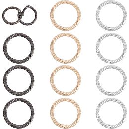 WADORN 12pcs Alloy Spring Gate Rings, 3 Colors Metal O Rings Round Spring Snap Hook Clip Trigger Buckles 32mm Spring Keyring Buckles for DIY Keychains Purse Jewelry Craft Making Hardware