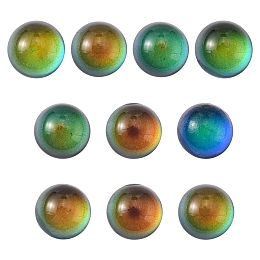 Honeyhandy Translucent Glass Cabochons, Changing Color Mood Cabochons, Half Round/Dome, Black, 10x6.5mm