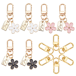 PandaHall Elite 12pcs Daisy Flower Keychain for Women, 6pcs 3 Colors Enamel Cute Keychain 2.3" Bag Purse Charm Motivational Keychains 6pcs Golden Alloy Swivel Snap Hook for Spring Summer Home Car Keys Bag Purse Charm Motivational Keychains 6pcs Golden Alloy Swivel Snap Hook for Spring Summer Home Car Keys