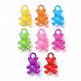 Honeyhandy Opaque Acrylic Pendants, Bear, Mixed Color, 19.5x12.5x10mm, Hole: 3mm, about 815pcs/500g