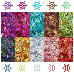 Olycraft 10 Bags 10 Colors PVC Nail Art Glitter Sequins, DIY Sparkly Paillette Tips Nail, Nail Art Decoration Accessories, Helm, Mixed Color, 10x9x0.1mm, 5g/bag, 1 bag/color