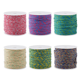 PandaHall Elite 6 Rolls 6 Colors Cotton Braid Thread, with Spool, Round, Mixed Color, 1.2mm, about 21.87 Yards(20m)/Roll, 1 roll/color