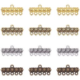 Arricraft 120pcs 5 Strand Slide Lock Clasp, 4 Color Pendants Alloy Chandelier Components Links Charm Links for Multilayer Necklace Dangle Earring Making