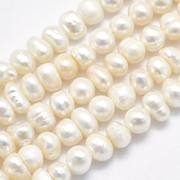 Honeyhandy Natural Cultured Freshwater Pearl Beads Strands, Potato, Beige, 5~6x4~5mm, Hole: 0.8mm, about 84pcs/strand, 13.5 inch(34.2cm)