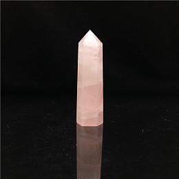 Honeyhandy Point Tower Natural Rose Quartz Home Display Decoration, Healing Stone Wands, for Reiki Chakra Meditation Therapy Decos, Hexagon Prism, 50~60mm