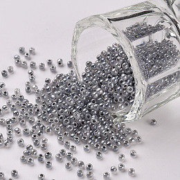 Honeyhandy 12/0 Grade A Round Glass Seed Beads, Ceylon, Slate Gray, 2x1.5mm, Hole: 0.7mm, about 48500pcs/pound