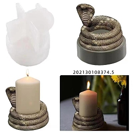 Honeyhandy Snake Silicone Candle Holder Molds, Resin Casting Molds, for UV Resin, Epoxy Resin Craft Making, White, 74x74x65mm