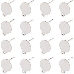 Pandahall Elite 50 Pairs Stainless Steel 10mm Blank Earring Post with Loop Stud Earring Findings for Earring Making - Stainless Steel Color