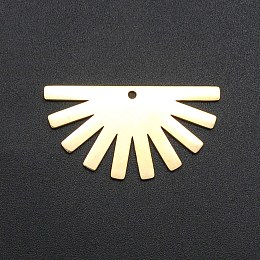 Honeyhandy 201 Stainless Steel Pendants, Laser Cut, Fan, Real 18K Gold Plated, 17.5x33x1mm, Hole: 1.6mm