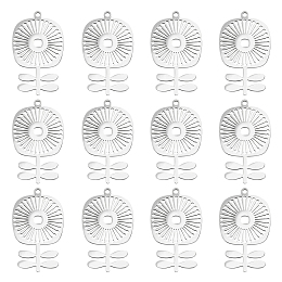 UNICRAFTALE 14Pcs Flower Pendant Charms 201 Stainless Steel Pendants Hole 1.6mm Sunflower Metal Pendant for DIY Bracelet Necklace Jewlery Making Stainless Steel Color 33x19mm