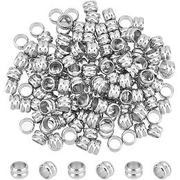 UNICRAFTALE About 150pcs Paracord Bead Stainless Steel Column Beads Groove Spacer Beads Lanyard Beads 4.5mm Large Hole Beads for Knife Zipper