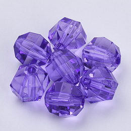 Honeyhandy Transparent Acrylic Beads, Faceted, Round, Blue Violet, 8x7mm, Hole: 1.5mm, about 1920pcs/500g