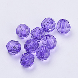 Honeyhandy Transparent Acrylic Beads, Faceted, Round, Blue Violet, 10x9.5mm, Hole: 1.8mm, about 990pcs/500g