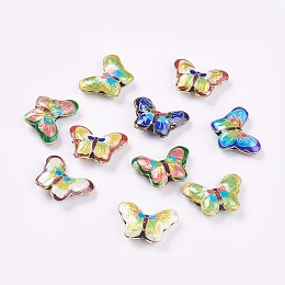 Honeyhandy Handmade Cloisonne Beads, Butterfly, Mixed Color, 17x23x5mm, Hole: 2mm