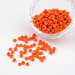 ARRICRAFT 6/0 Opaque Colours Round Glass Seed Beads, Dark Orange, Size: about 4mm in diameter, hole:1.5mm, about 495pcs/50g