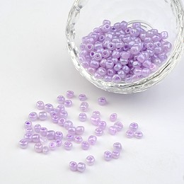 ARRICRAFT DIY Craft Beads 6/0 Ceylon Round Glass Seed Beads, Plum, Size: about 4mm in diameter, hole:1.5mm, about 495pcs/50g