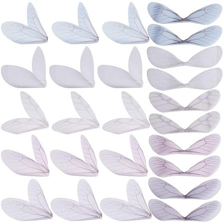 SUNNYCLUE Organza Fabric, For DIY Jewelry Making Crafts, Dragonfly Wing, Mixed Color, 82x25.5mm, Hole: 0.6mm, 100pcs/set