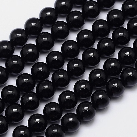 ARRICRAFT Natural Black Tourmaline Round Bead Strands, Grade AB+, 10mm, Hole: 1mm, about 40pcs/strand, 15.5 inches
