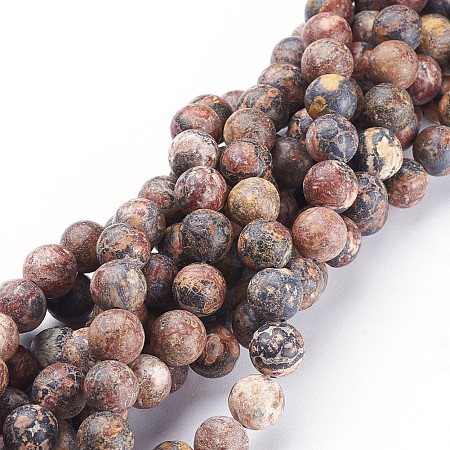 ARRICRAFT 15~16 inches Round Gemstone Strand, Red Leopard Skin Jasper, Size:8mm in diameter,  15~16 inches/strand,about 46 beads, hole: about 1mm.