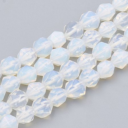 Arricraft Opalite Beads Strands, Star Cut Round Beads, Faceted, 8~10x7~8mm, Hole: 1mm, about 48pcs/strand, 15.3 inches