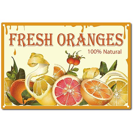 CREATCABIN Fresh Oranges Tin Sign Vintage Metal Tin Sign Retro Iron Poster Painting for Home Bar Cafe Kitchen Restaurant Wall Decor, 8 x 12 Inch
