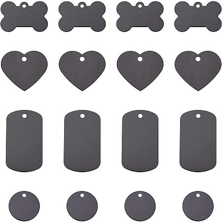 BENECREAT 40PCS 4 Mixed Blank Pendants Heart/Bone/Flat Round/Rectangle Aluminum Stamping Blank for Necklace Bracelet Dog Tags Making, 1mm Thick
