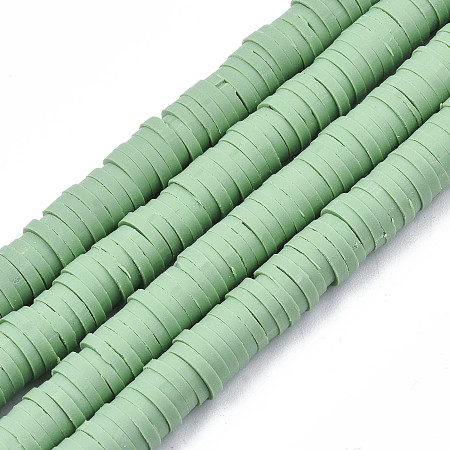 ARRICRAFT Handmade Polymer Clay Beads Strands, for DIY Jewelry Crafts Supplies, Heishi Beads, Disc/Flat Round, Dark Sea Green, 6x0.5~1mm, Hole: 1.8mm, about 290~320pcs/strand, 15.75 inch~16.14 inch(40~41cm)