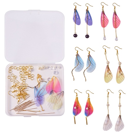 DIY Jewelry Earring Making, including Fibre Tulle Pendants, Brass & Iron & 304 Stainless Steel Earring Findings, Acrylic Beads, ABS Plastic Imitation Pearl Round Beads, Golden, 11x7.5x4mm, Hole: 0.5mm