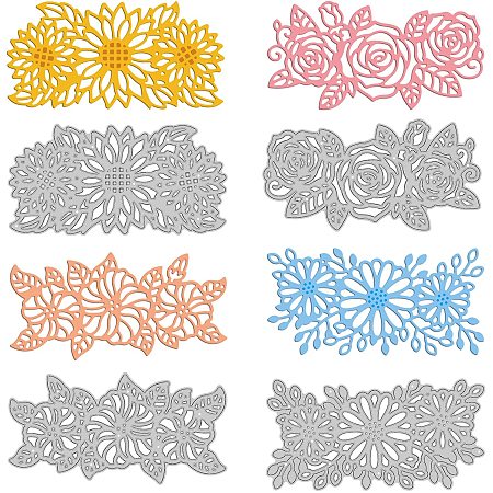 GLOBLELAND 4pcs Flowers Cutting Dies Sunflower Rose Hibiscus Daisy Flower Pattern Template Molds for DIY Scrapbooking Christmas Birthday Greeting Cards Making Album Envelope Decoration