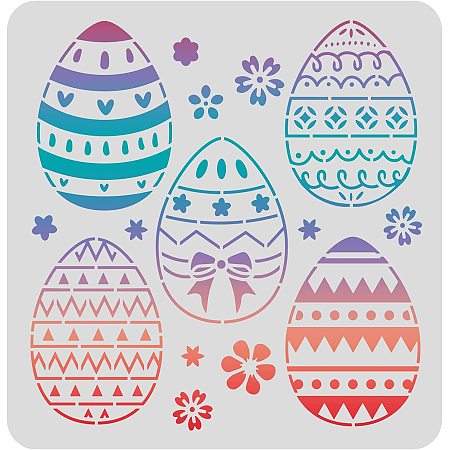 FINGERINSPIRE Easter Eggs Drawing Painting Stencils Templates (11.8x11.8inch) Plastic Easter Theme Stencils Decoration Square Stencils for Painting on Wood, Floor, Wall and Fabric