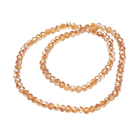 NBEADS 10 Strands AB Color Plated Faceted Abacus Gold Glass Beads Strands with 6x4mm,Hole: 1mm,about 100pcs/strand