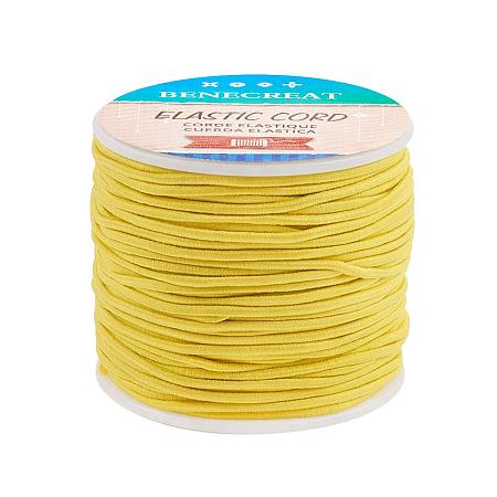 BENECREAT 2mm 55 Yards Elastic Cord Beading Stretch Thread Fabric Crafting Cord for Jewelry Craft Making (ChampagneYellow)
