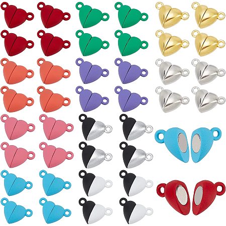 CHGCRAFT 40 Sets 10 Colors Heart Shaped Clasps for Jewelry Breakaway Clasp Converter for DIY Couple Bracelet Necklace Making Jewelry Accessories, 15x9.5x6mm