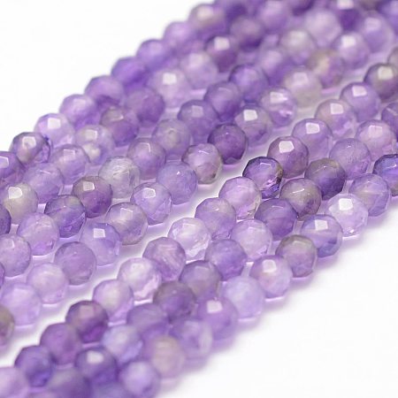 Honeyhandy Natural Amethyst Beads Strands, Faceted, Round, 3mm, Hole: 0.5~0.6mm, about 127~135pcs/strand, 15.3~15.7 inch(39~40cm)