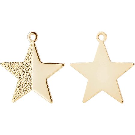 BENECREAT 20Pcs Textured Mini Star Charms 18K Gold Plated Star Shape Pendants for DIY Bracelet Necklace Earring Jewelry Making