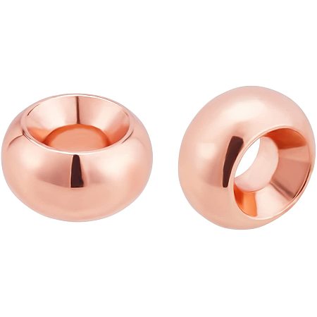 BENECREAT 50Pcs Real Rose Gold Plated Rondelle Brass Spacer Beads Loose Connector Beads for Bracelet Necklace Jewelry Making