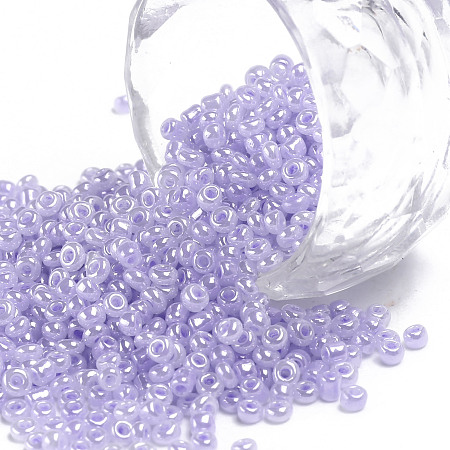 ARRICRAFT Glass Seed Beads, Ceylon, Round, Violet, 2mm, Hole: 1mm, about 30000pcs/pound